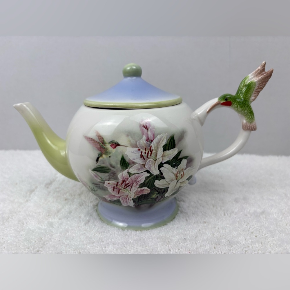 Vintage Ceramic Teapot Designed by Artist Lena Liu for Teleflora